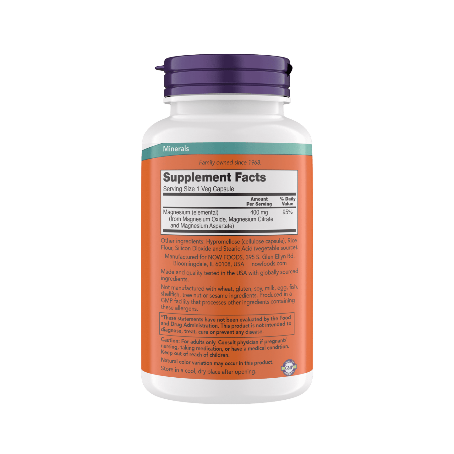 Now Supplements Magnesium 400Mg - Enzyme Function*, Nervous System Support* - Magnesium Supplement for Men and Women, 360 Veg Capsules, Kosher, Vegan, Gluten-Free Magnesium Supplements