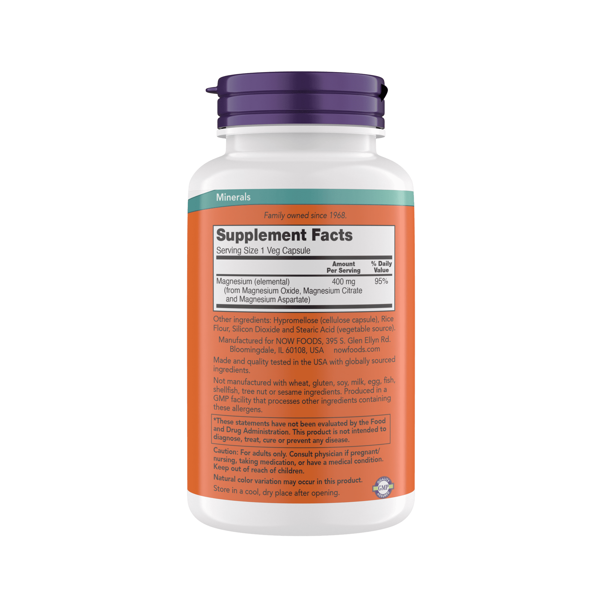 Now Supplements Magnesium 400Mg - Enzyme Function*, Nervous System Support* - Magnesium Supplement for Men and Women, 360 Veg Capsules, Kosher, Vegan, Gluten-Free Magnesium Supplements