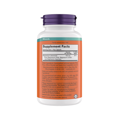 Now Supplements Magnesium 400Mg - Enzyme Function*, Nervous System Support* - Magnesium Supplement for Men and Women, 360 Veg Capsules, Kosher, Vegan, Gluten-Free Magnesium Supplements