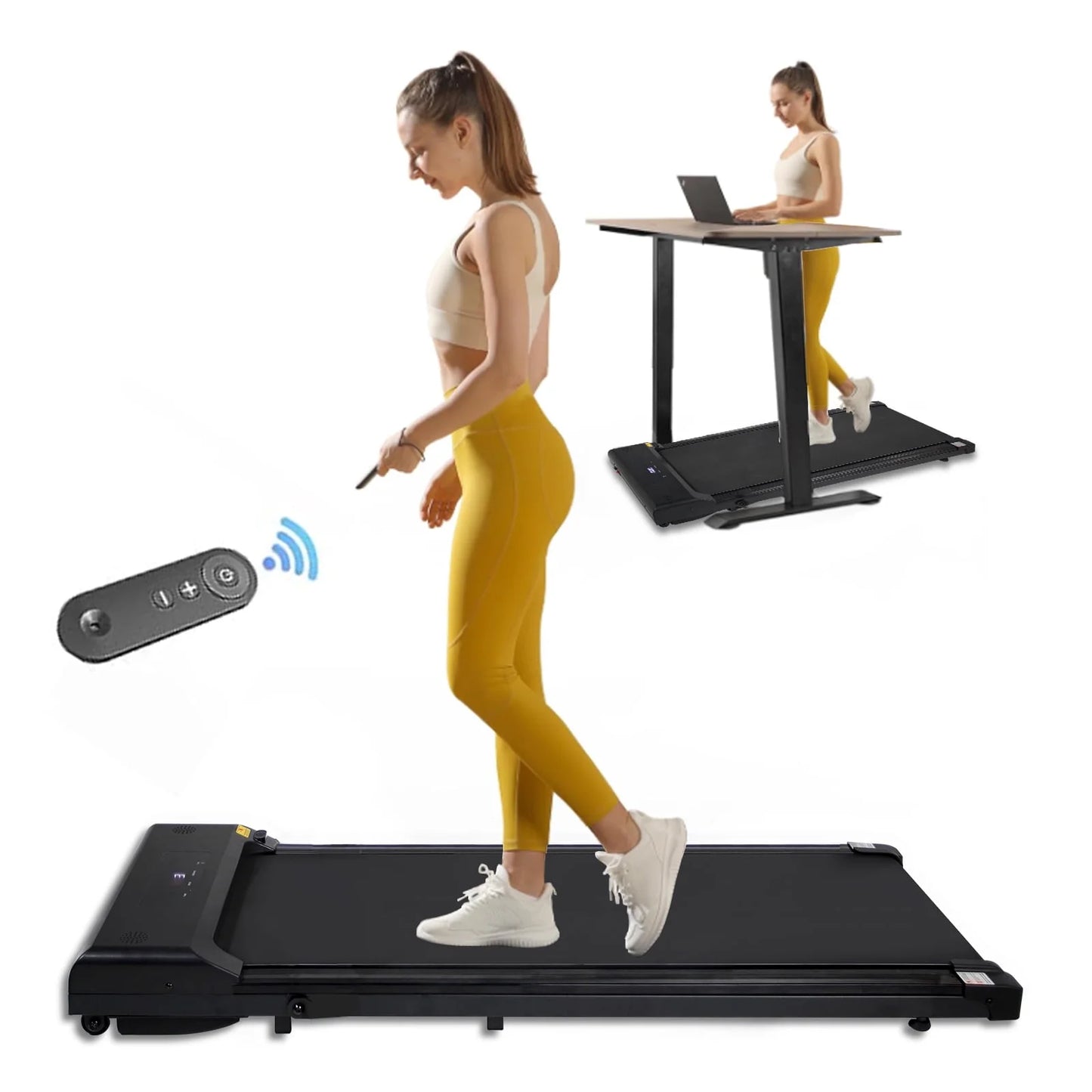 Under Desk Treadmill, Walking Pad Treadmill, Foldable Treadmill Walking Treadmill for Home and Office with Remote Control and Big Display