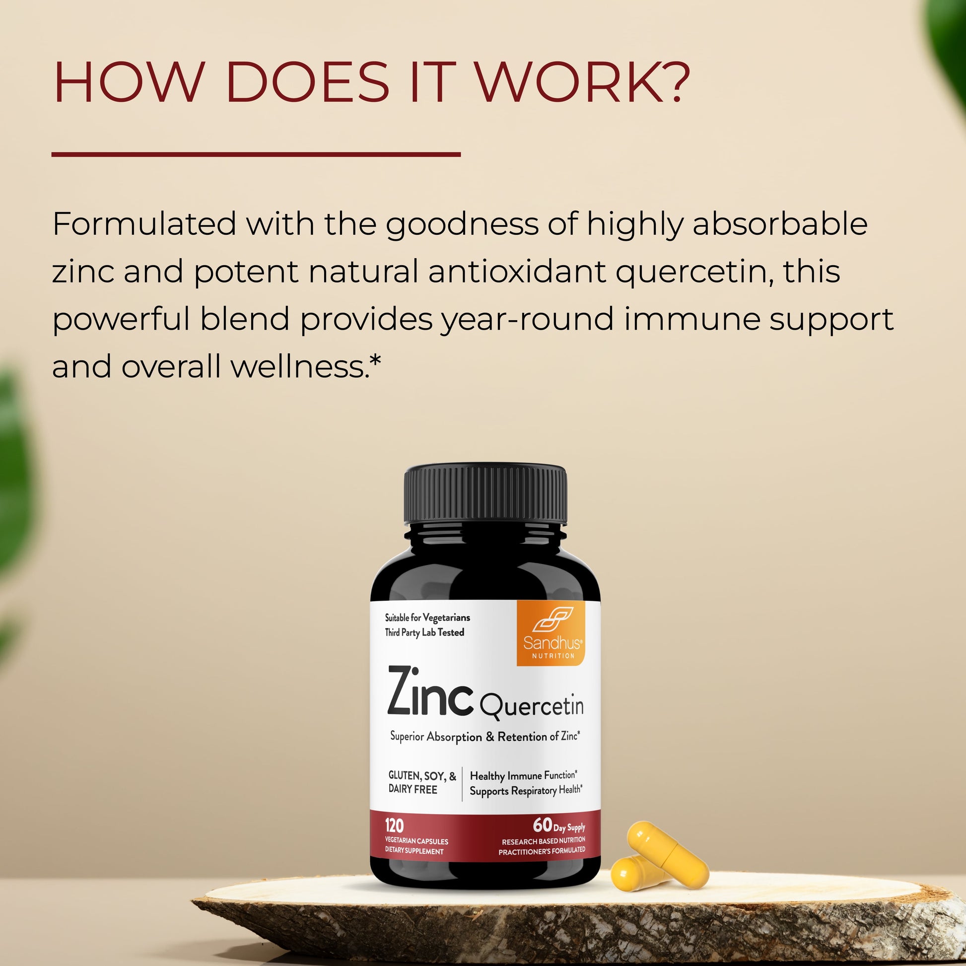 Zinc Quercetin, Dietary Supplements, 120 Vegetarian Capsules