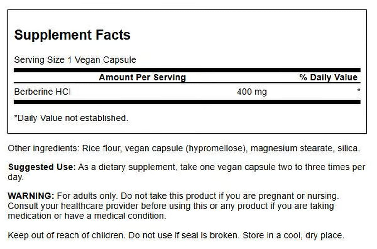 Swanson Herbal Supplements Berberine 400 Mg Capsule 60Ct